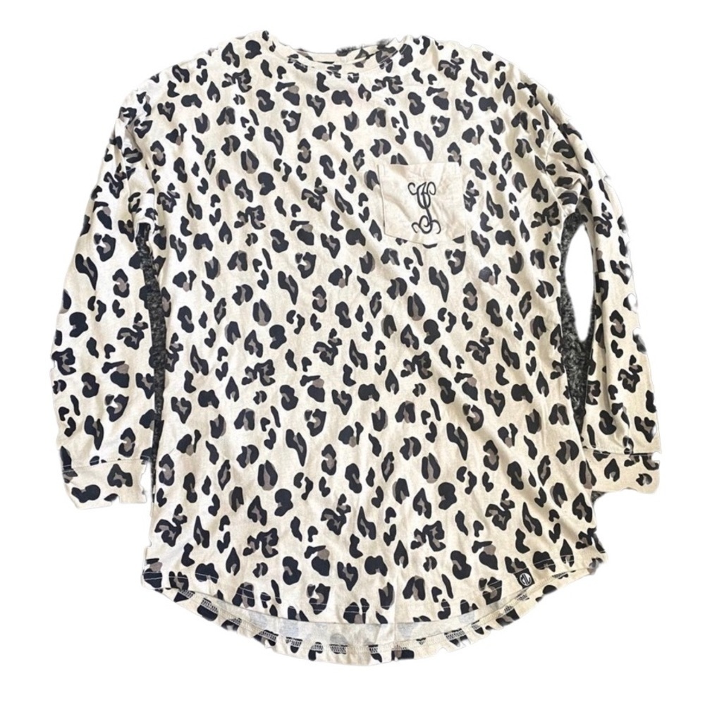 Marleylily Monogrammed Long Sleeve Shirt 'G' in Leopard, Size S/M​​​​​​​​​​